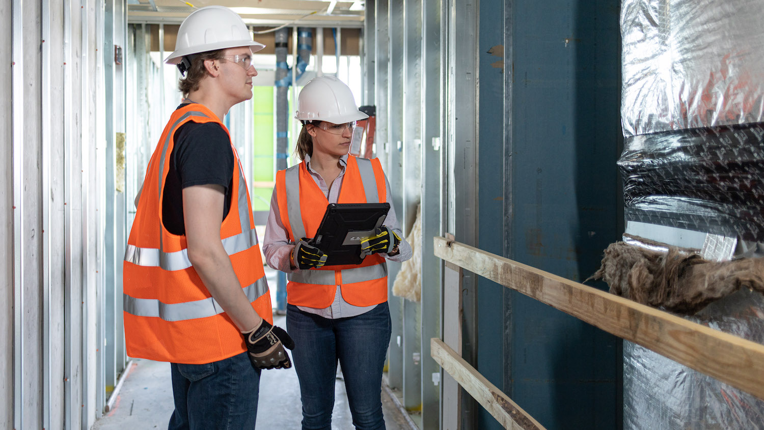 Workers using Bluebeam on site