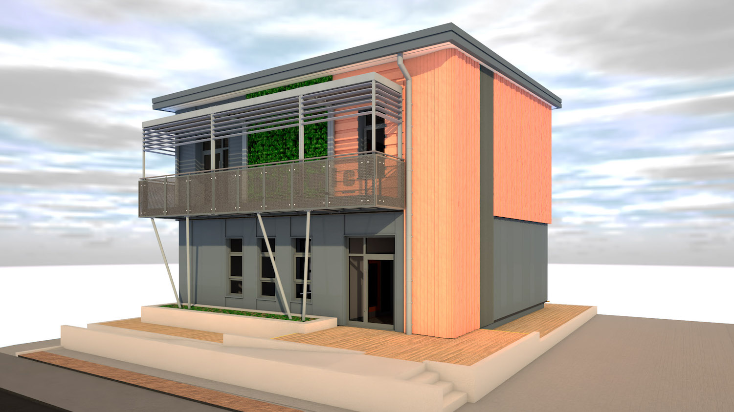 A render of the Seismic school building