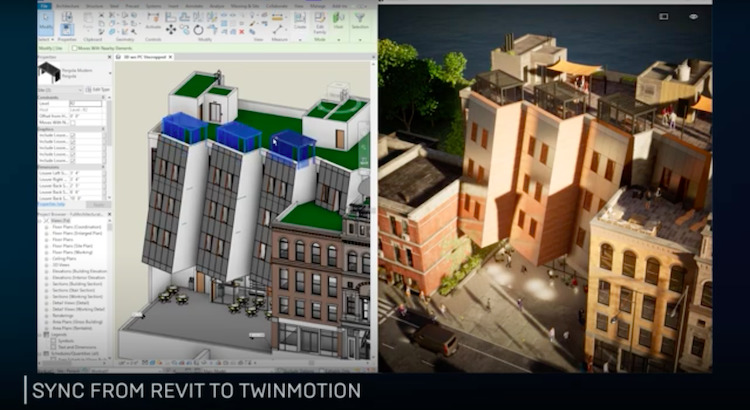 Screen grab of syncing from Revit to Twinmotion 