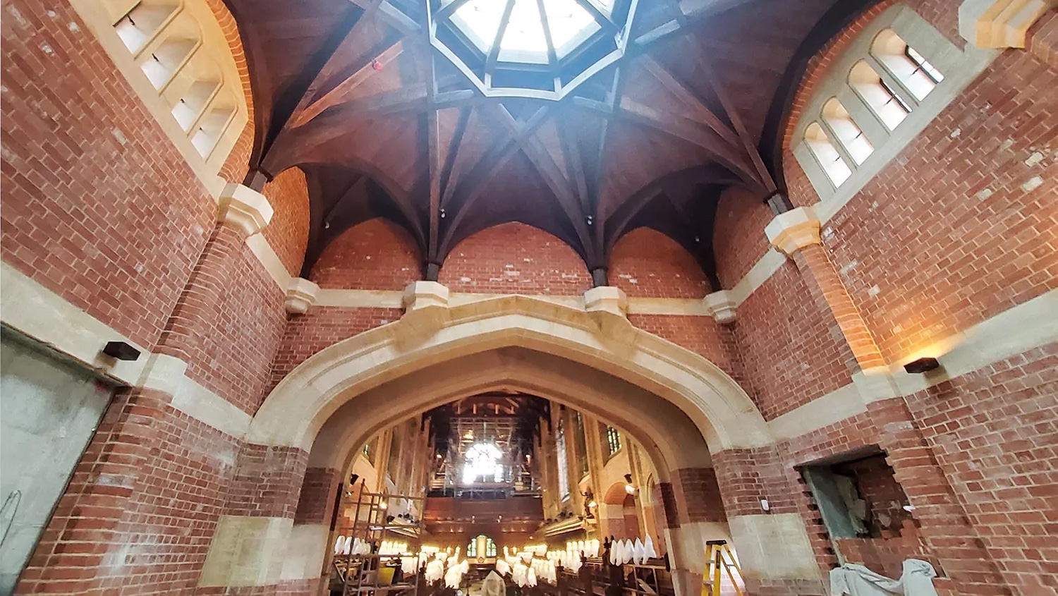 Beard Construction: a shot of Radley College's chapel near completion