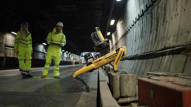 Spot the robot dog at work in Heathrow's cargo tunnel