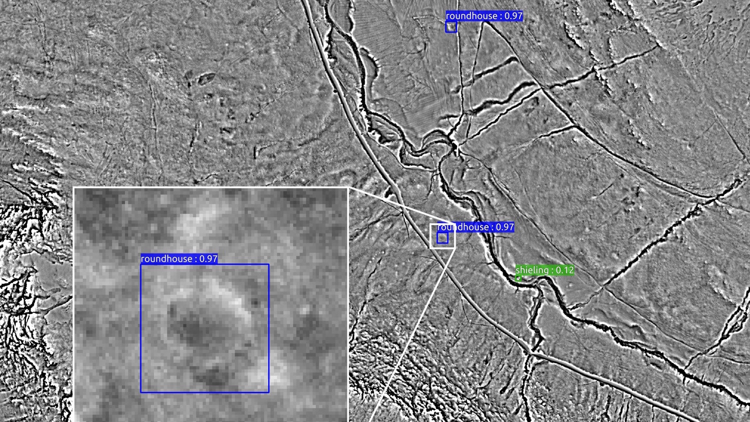 Archaeological site detection image from ArchAI