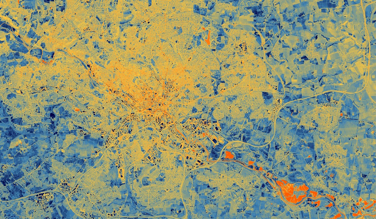 Leeds heat loss map - satellite imagery from Satellite Vu