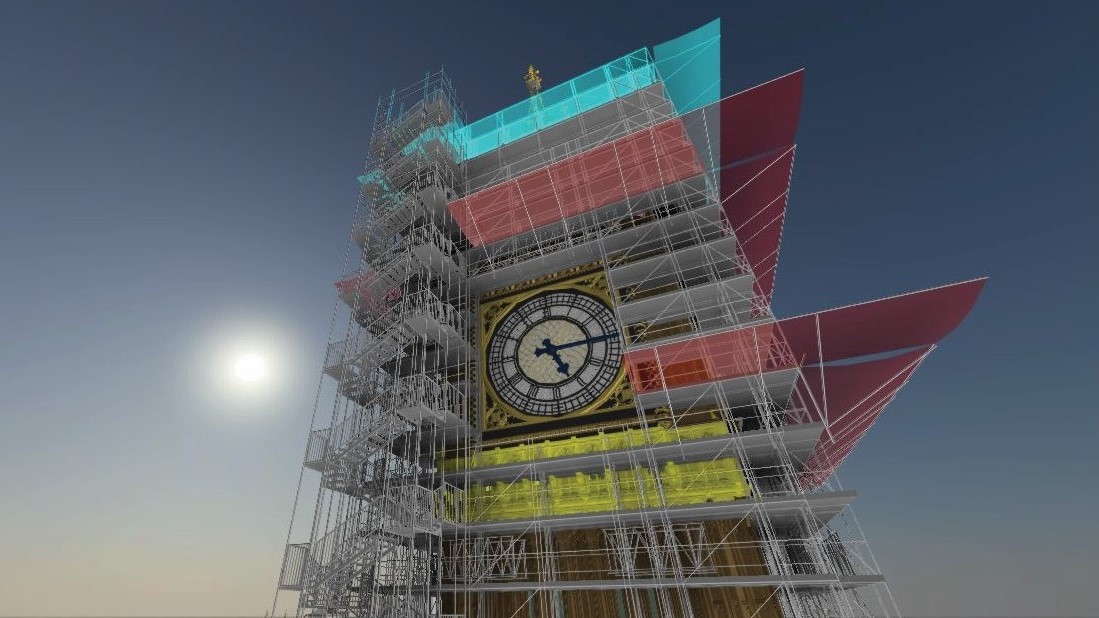 Digital model of the Elizabeth Tower temporary works.