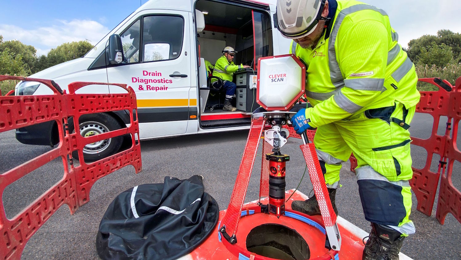 Lanes Group CleverScan - a Lanes Group operative using CleverScan technology to inspect a drain