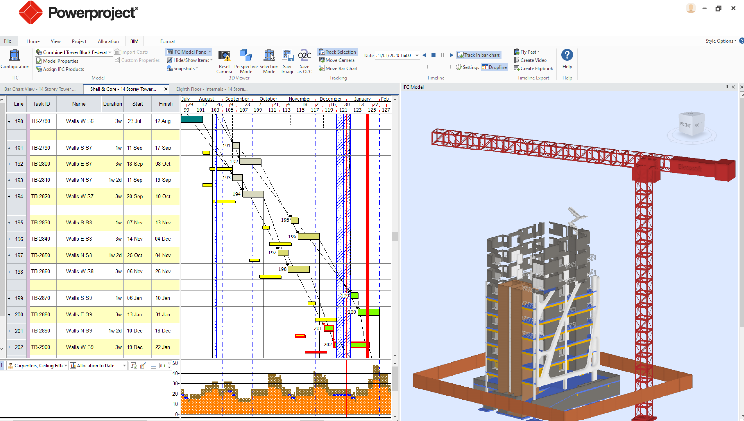 4D visualisation of the building process