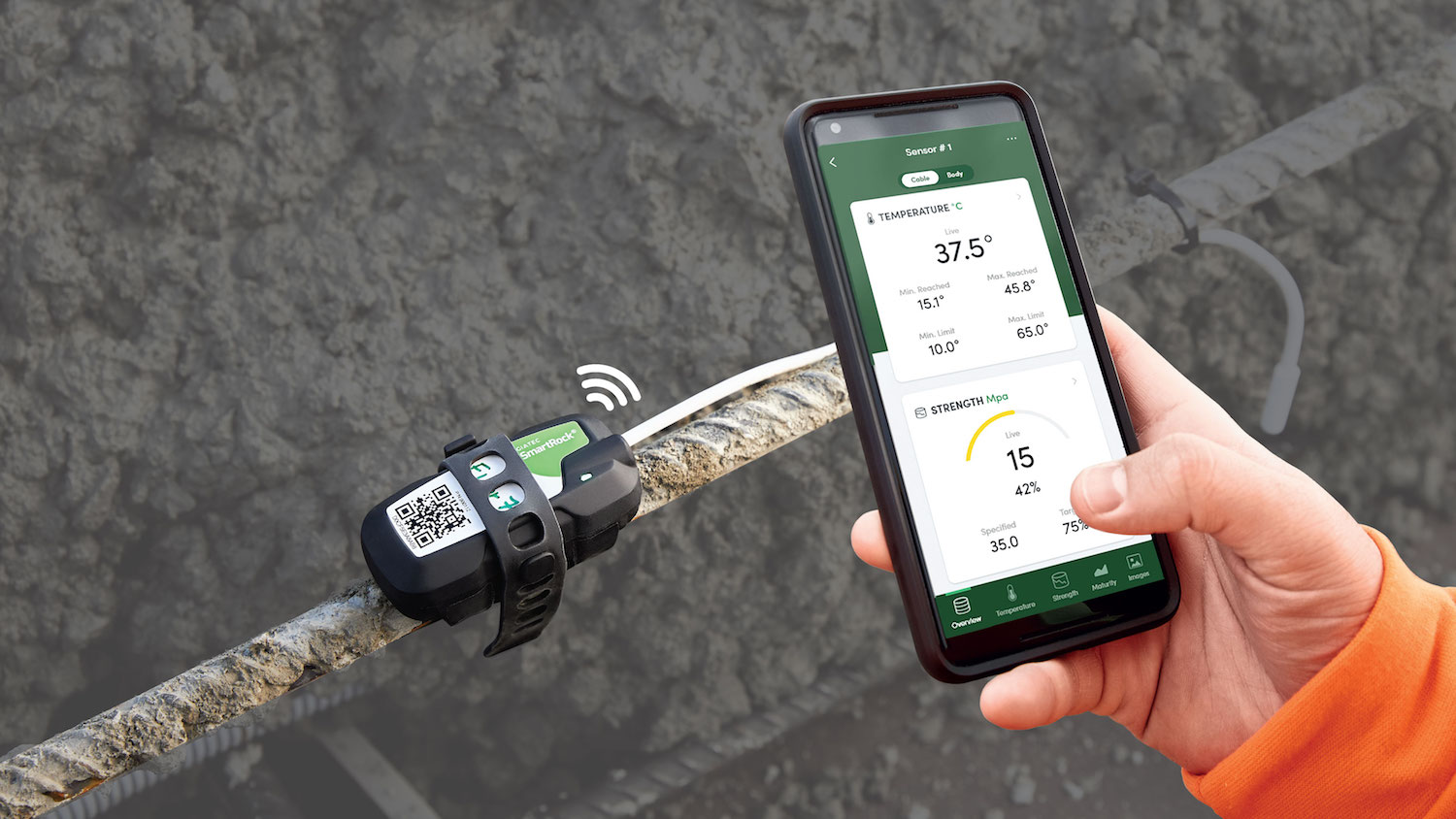 concrete maturity - Hanson's SmartRock - digital concrete maturity tech