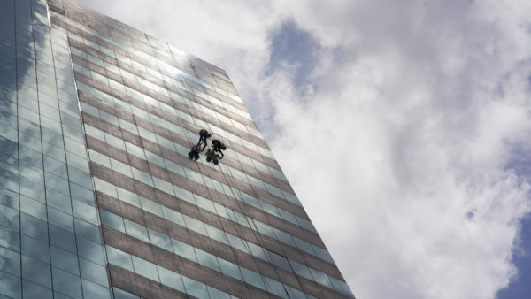Asset management image - office windows being cleaned
