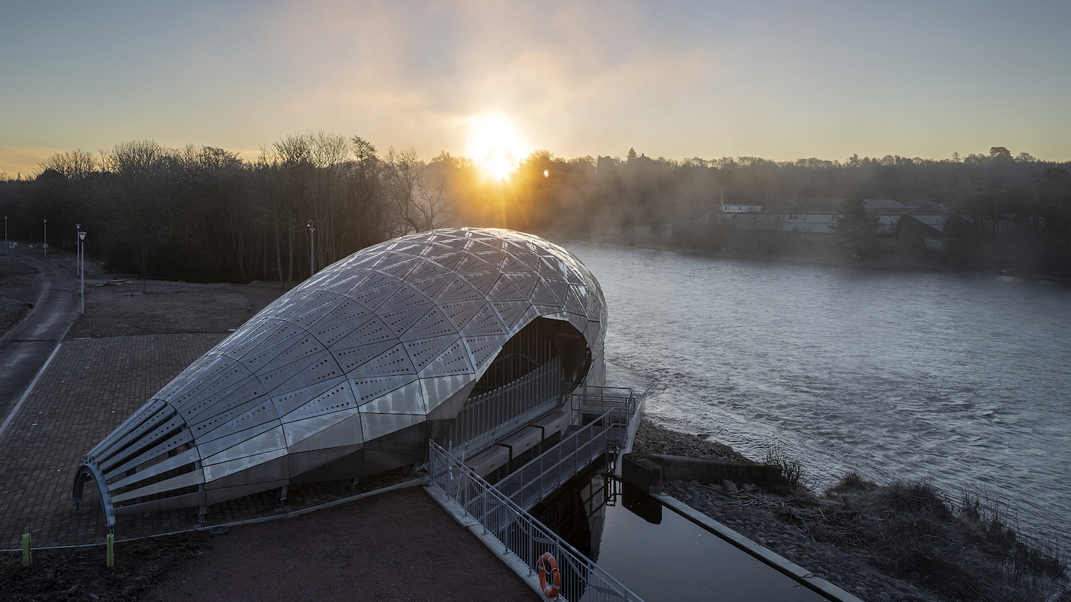 Exterior shot of Hydro Ness - complex steel geometry