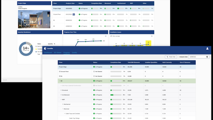 Screen grabs of Contilio quantity tracker software