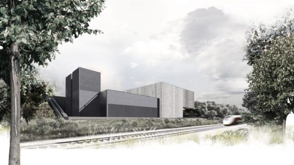 Artist's impression of the Mandeville Road headhouse and ventilation shaft - optioneering HS2