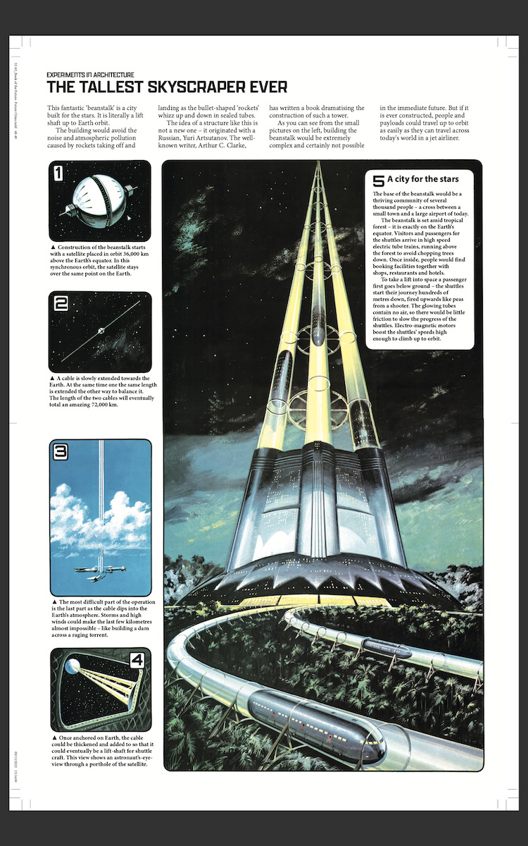 Usborne Book of the Future - space elevator
