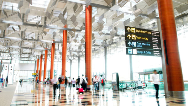 A photo of the interior of Singapore Changi airport terminal 3