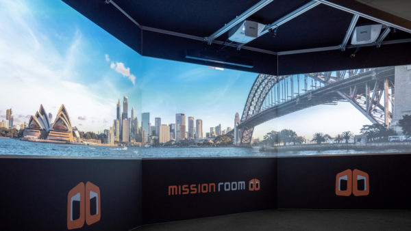 A photo of a Mission Room showing an image of Australia