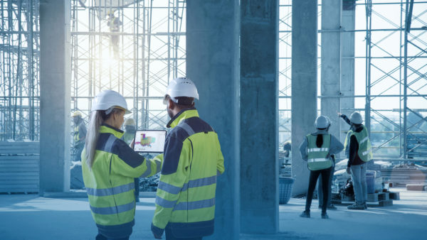 The cloud enables construction's future - image of staff on site using technology