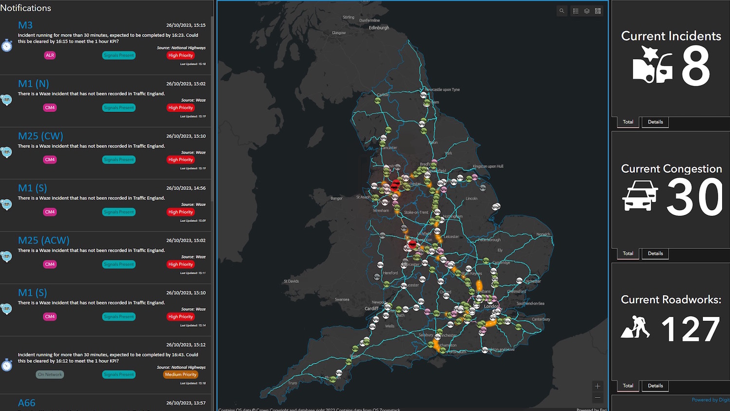 A screen grab of the National Highways GIS portal