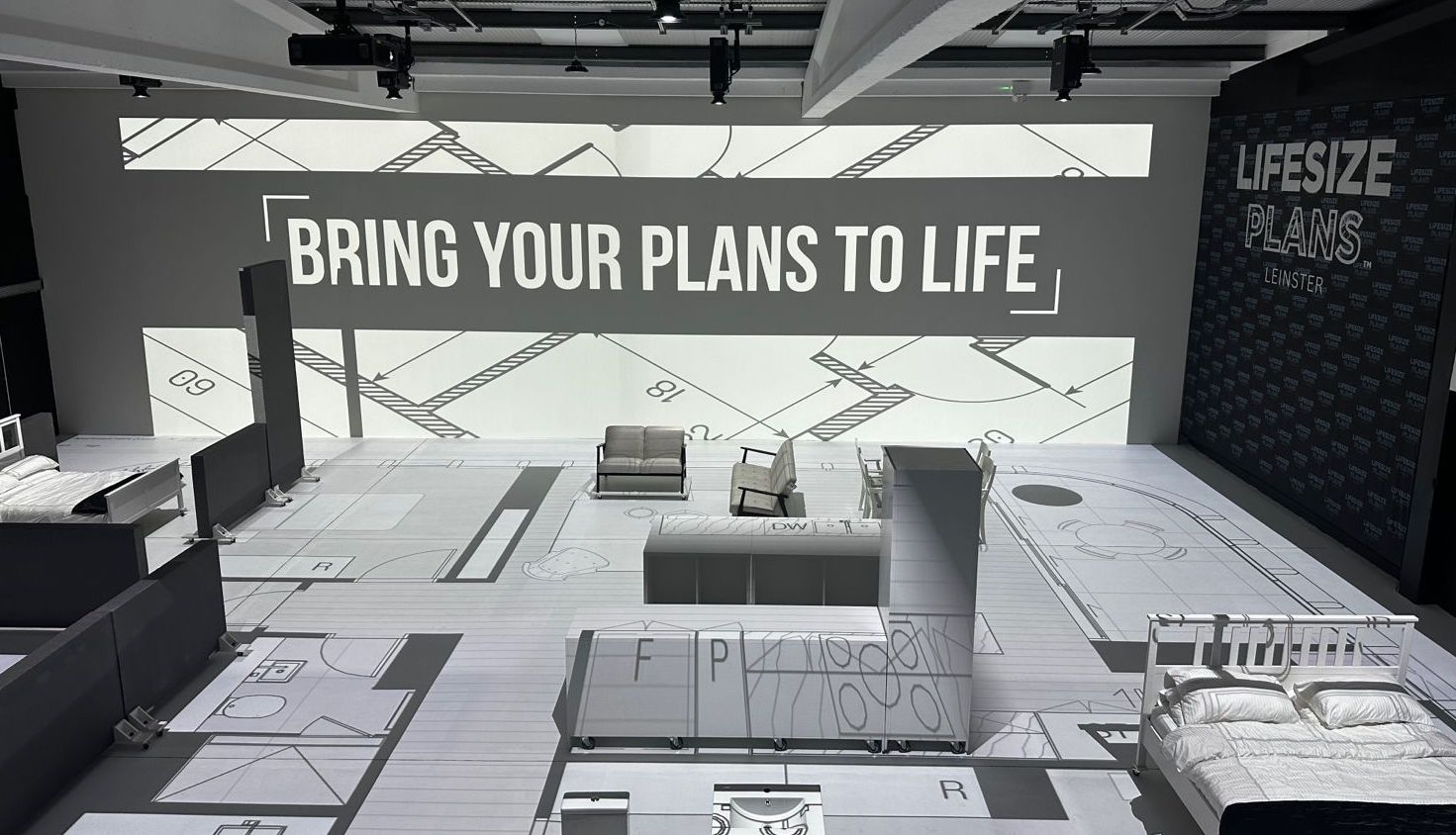 life-size walk through - an image of the Lifesize Plans Leinster showroom 
