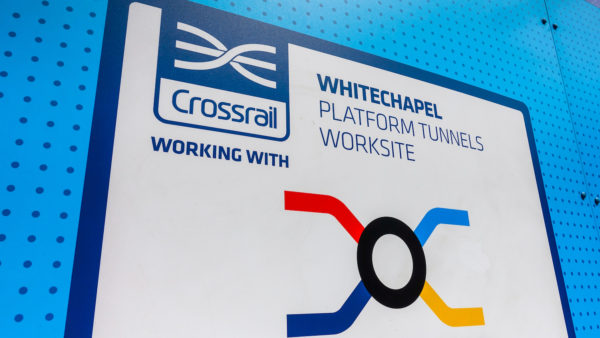 Image of Crossrail construction works signage for Crossrail information management story