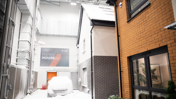 A photo of the University of Salford's Energy House 2.0 test lab for homes