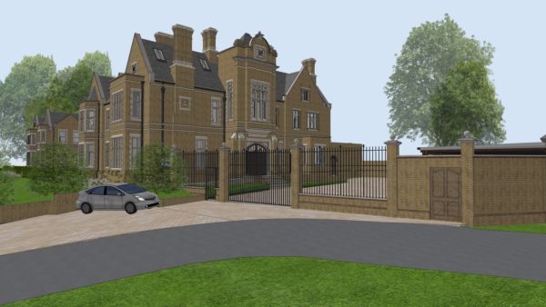 Exterior image of the manor house Both branches of Airc are working on the project