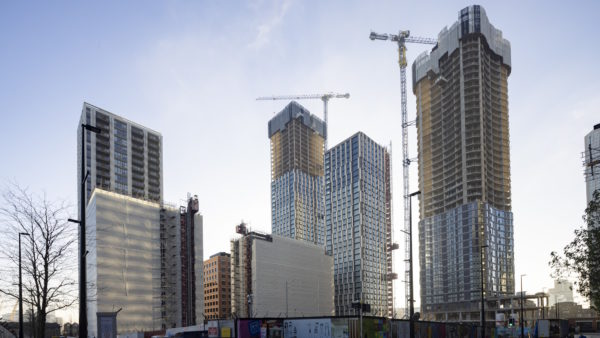 Canary Wharf Group's Wood Wharf Development is a nine-hectare site with seven residential towers (image: Disperse).